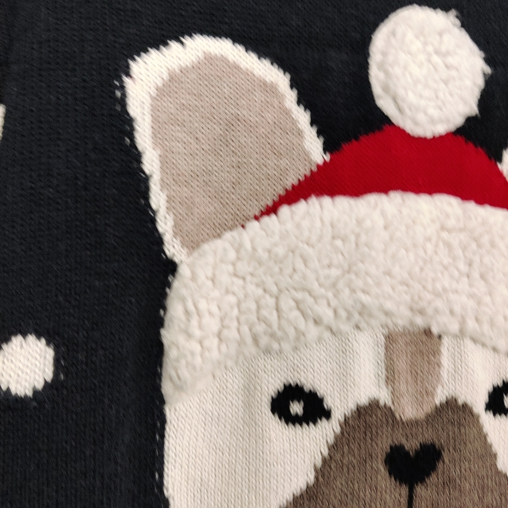 Ugly Christmas Sweater Women's Size Medium Polka Dot Dog in Santa Clause Hat - Picture 2 of 8